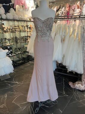 Portia & Scarlett Couture B Strapless Beaded Evening Gown in Blush Pink